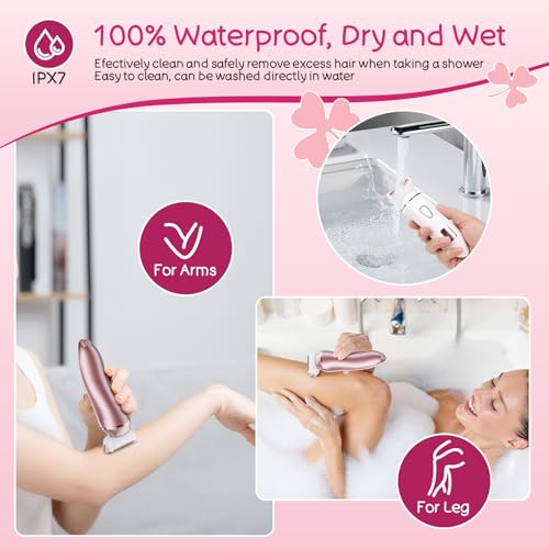 Electric Shaver for Women, Gifts for Women, Electric Razor for Womens, Rechargeable Wet Dry Lady Hair Remover,IPX7 Waterproof,Shaver for Legs (Rose Gold)