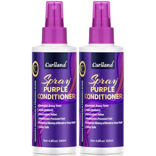 Purple Leave-In Conditioner Spray Repairs Blonde & Gray Hair Strengthens Dry Damaged Strands Lightweight Non-Sticky Formula - Purple Conditioner Spray Removes Brassy Yellow Undertones Color Depositing