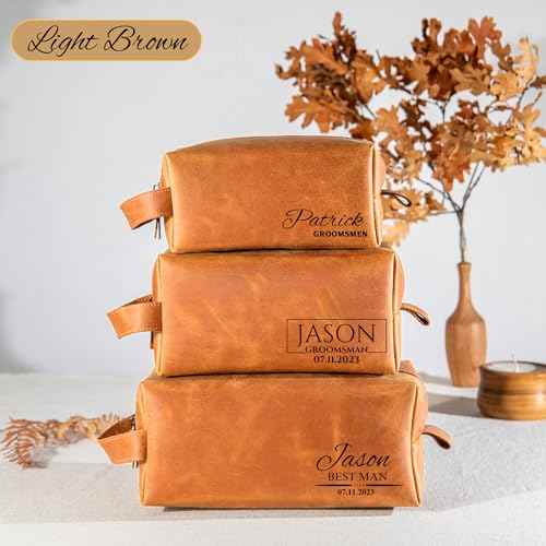 Personalized Hand Crafted Leather Toiletry Bag for Men, Shaving Bags, Travel Pouch, Engraved Monogrammed Leather Dopp Kit, Toiletries, Grandpa, Boyfriend, Groomsmen, Birthday, for Men