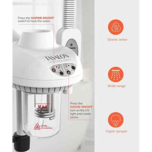 TASALON Professional 2 in 1 Facial Steamer With 5X Magnifying Foldable Arm, Ozone Mist Steamer for Face, Salon Spa Beauty Skin Care Equipment