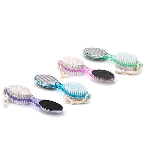 DecorRack (4 in 1) Pedicure Paddle Kit Tool with Pumice Stone for Feet, Foot Hand Toe Nail Cleaning Brush, Metal File and Emery Board, Manicure Foot Rasp Callus Remover Pedi Set (Random Color, 1 Pack)