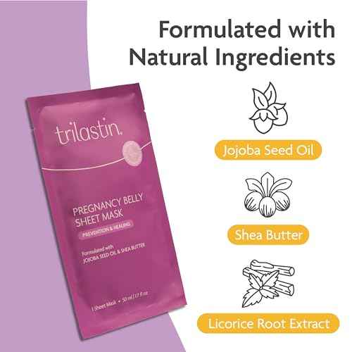 TriLASTIN Belly Masks - Belly Masks for Pregnant Women - Hydrating & Soothing for Itchy Skin - Reduces Stretch Marks - Safe for Sensitive Skin - Paraben & Phthalate-Free - Made in USA - 1 Pack