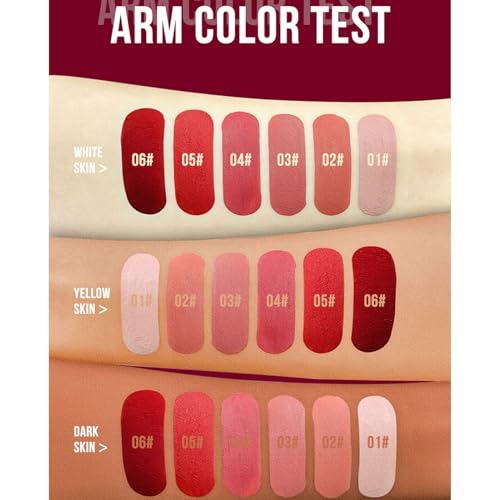 Matte Liquid Lipstick Makeup Set, 3Pcs Long Lasting Smudge Proof Lip Gloss Set, High Pigmented Velvety Nude Red Lip Stain Lip Makeup Gift Sets for Girls and Women