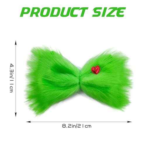 Large Green Furry Hair Bow Halloween Hair Clip for Women Girls Christmas Hair Accessories Christmas Tree Decorations