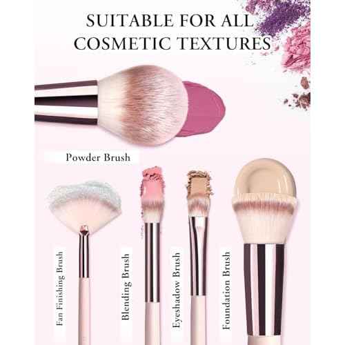 Makeup Brushes with Case, 20PCs Travel Makeup Brush Set, Foundation Concealer Blush Eyeshadow Brush Set Contour Powder Eyebrow Eyelash Brush Kit with Led Light Mirror Holder & 2 Powder Puff-Pink