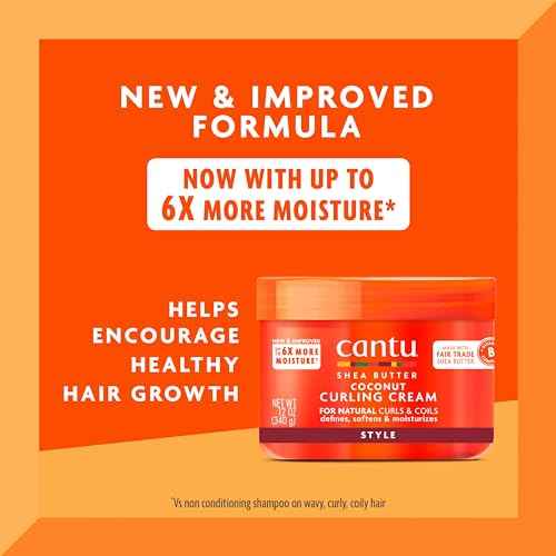 Cantu Coconut Curling Cream with Shea Butter for Natural Hair, 12 oz