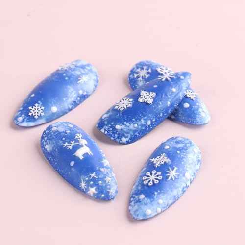 Snowflake Christmas Nail Glitter Sequins, 3D White Snowflake Glitter for Nail Winter DIY Nail Decals Glitter Nail Accessories for Xmas Nail Art Decoration Charms 1 Box