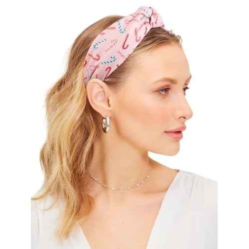 Huachi Knotted Headbands for Women Cute Top Knot Headbands Fashion Pink Snowflake Candy Cane Xmas Tree Girls Christmas Womens Head Band Knotted Hair Accessories, 3 Packs