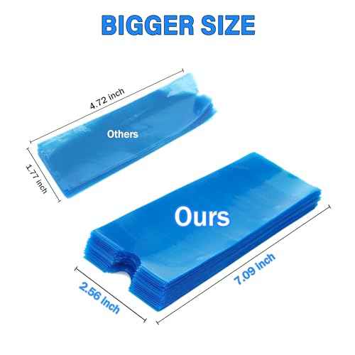Large Tattoo Pen Covers 400Pcs - Tattoo Machine Covers Tattoo Grip Extra Wide Machine Bags 2.6"x7" Big Sleeves Blue Tattoo Supplies