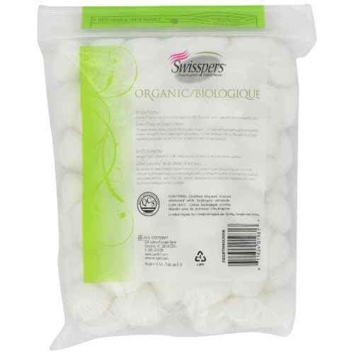 Swisspers Organic 100% Natural Organic Cotton Balls, 80-Count Bag