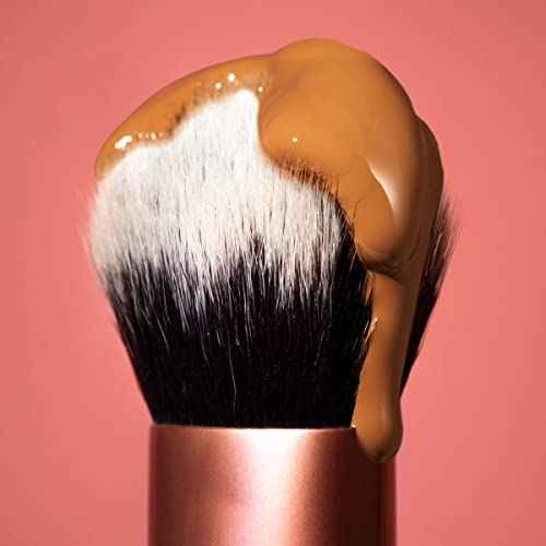 Real Techniques Expert Face Professional Foundation Makeup Brush for Even Streak Free Application, Dense Bristles For Buffing, Orange, 1 Count