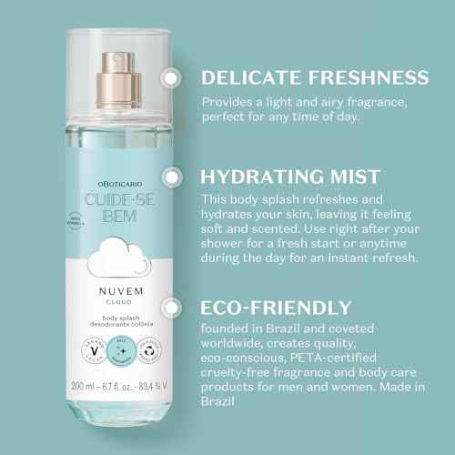 O Botic?rio Cuide-se Bem Cloud Body Splash, Refreshing and Hydrating Fragrance Mist, 6.7 Ounce (200ml)
