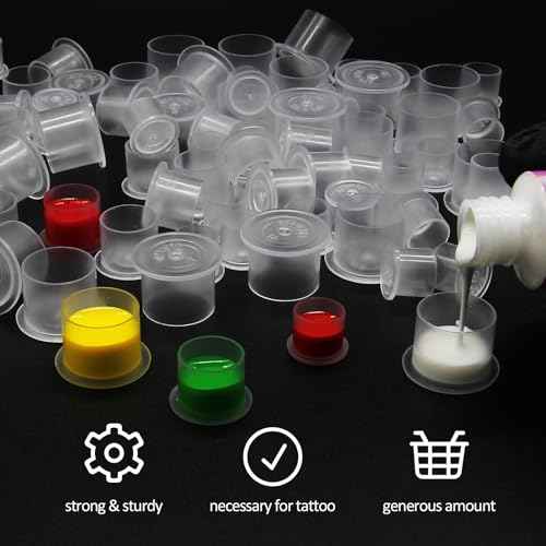 Tattoo Ink Caps Medium - Autdor 1000Pcs Tattoo Cups 14mm Disposable Tattoo Ink Cups With Base Microblading Pigment Caps for Tattoo Permanent Makeup Container Cap Tattoo Accessories Tattoo Supplies