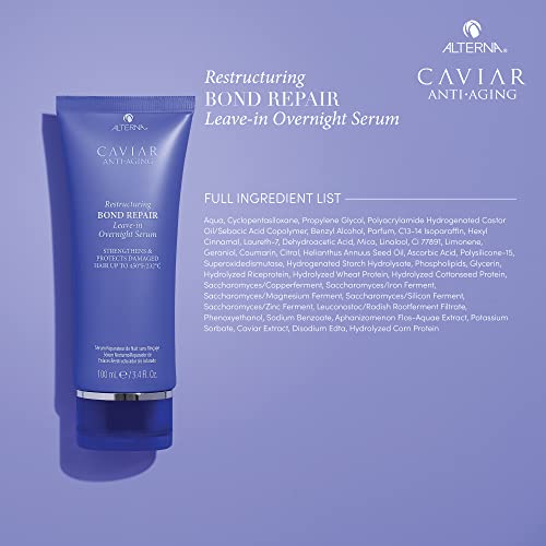 Alterna Caviar Anti-Aging Restructuring Leave-in Overnight Serum, 3.4 Fl Oz, Strengthens and Protects Damaged Hair