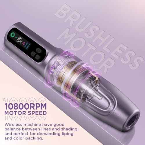 Wireless Tattoo Machine 2.0-3.5mm 6 Strokes Gun Pen with Brushless Motor 1600mAh Battery for SMP Tattoo Eyebrows Lip Hairstrokes Brow Professional Tattoo Artist Supply Rose Golden (DIVA) 180g