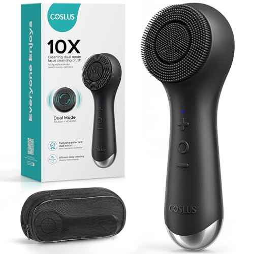 COSLUS Face Scrubber Facial Cleansing Brush: 2 in 1 Spin and Vibration Patented Tech, Silicone Electric Exfoliator Scrubber with Automatic Foaming, Waterproof Face Cleanser Brush for Men and Women