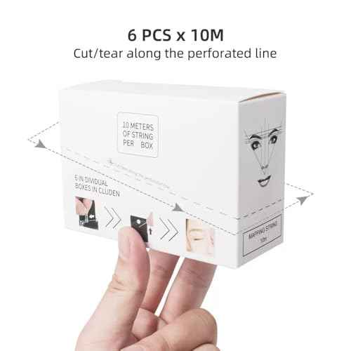 6 Pack Pre-ink Brow Mapping String for Microblading Eyebrow Marker Thread Tattoo PMU Positioning Eyebrow Measuring Tool for Marking Symmetrical Eyebrows (White-6pcs/box)