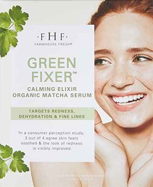 FarmHouse Fresh Green Fixer Peptides Serum, Calming Elixir with Hyaluronic Acid & Organic Matcha, 1 Fl Oz