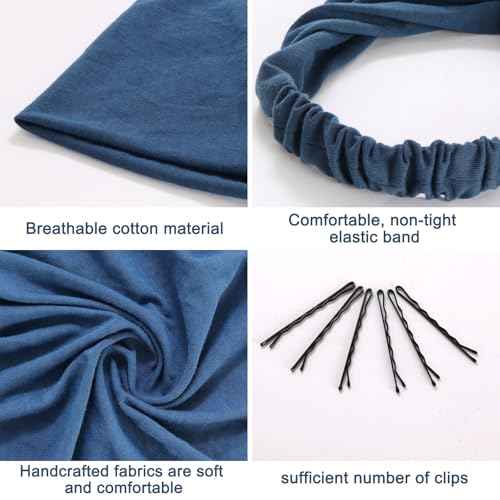 6Pack Scarf Headband Women¡¯s Triangle Scarf Elastic Boho Bandana Head Scarves with Clips Non Slip Hair Kerchief