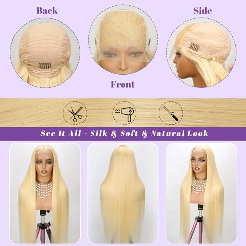 NBRUW 613 5x5 Lace Front Wig Human Hair 200 Density 22 Inch Straight 613 Blonde Wig Human Hair 5x5 200 Density HD Lace Front Closure Wigs Human Hair Blonde Pre Plucked for Women