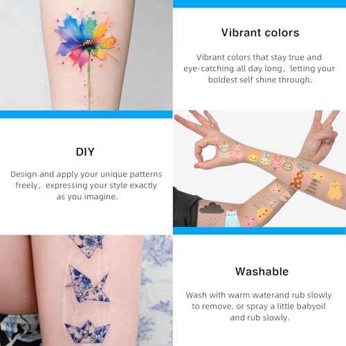 Printable Temporary Tattoo Paper for INKJET Printer, 12-Sets Custom Tattoo Printer Sticker 8.5X11", DIY Personal Clear Transfer Paper for Kids, Family, Christmas, Birthdays, Parties, Festivals