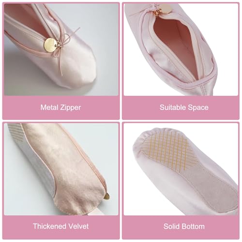 Small Ballet Dance Recital Makeup Bag Ballerina Gifts for Girls & Women Dancer Lover, Mini Ballet Slipper Shoe Makeup Pouch Cosmetic Bag Pink (1PC)