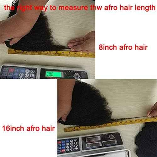 SAEIALL Hair Mongolian Afro Kinky Curly Clip In Hair Extensions Afro Kinky-curly Human Hair Clip Ins 4C Mongolian Virgin Remy Human Hair (18inch, natural black)