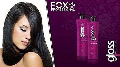 Fox Gloss Brazilian Keratin Treatment 2L | Progressive Brush | Straightening & Smoothing System | Volume Reducer | 100% Straight Hair | Frizz Free