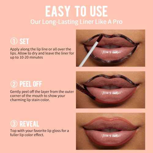 iMethod Lip Stain - Lip Liner Stain, Peel Off Lip Stain with Tweezer, Natural Long Lasting Lip Stain Peel Off, Waterproof, Easy to Use, Stay On All Day, Nude Pink