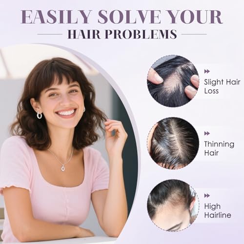 Hair Toppers for Women Real Human Hair 12 Inch Long Straight Toppers for Women with Thinning 7 * 13CM Silk Base Clip in Hairpieces with Bangs (Golden Brown & Bleach Blonde)