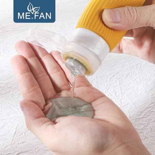 ME.FAN Travel Bottles for Toiletries, TSA Approved 3oz Silicone Journey Size Containers, Portable Split Bottle for Conditioner, Shampoo, Lotion- 4 Pack Pink