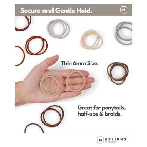 Heliums Thin Seamless Hair Ties - Dark Brown - 6mm Nylon No Damage Ponytail Holders, 1.75 Inch, Medium Hold for Thin to Normal Hair - 18 Pack