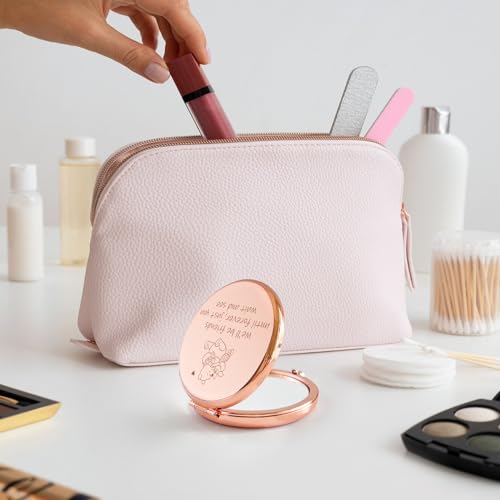 Funny Little Bear We'll be Friends Until Forever Travel Compact Pocket Makeup Mirror, Winnie The Pooh Engraved Compact Mirror for Sister Women Best Friends Girls Daughter Birthday