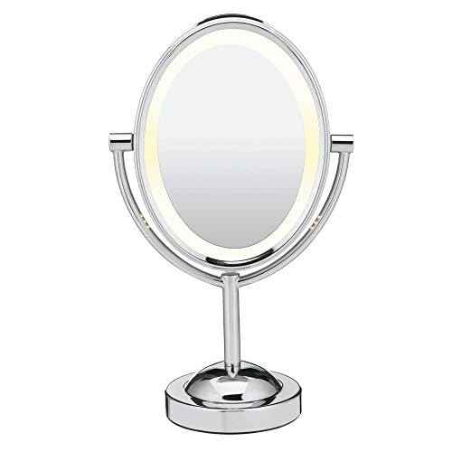 Conair Lighted Makeup Mirror, LED Vanity Mirror, 1X/7X Magnifying Mirror, Double Sided, Corded in Polished Chrome