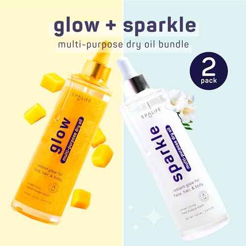 SpaLife Beauty Sparkle & Glow Body Oil Bundle ? Dry Oil Duo with Subtle & Noticeable Shimmer ? Mango & Freesia Scents ?Hydrating, Lightweight Moisture