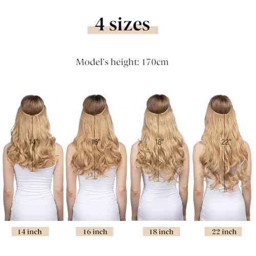 SARLA Invisible Wire Hair Extensions with 3 Clips Long Synthetic Wavy Curly Hairpiece Adjustable Transparent Headband for Women 18 Inch Ash Medium Brown/Ash Blonde Highlights