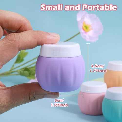 Travel Containers for Toiletries, GLAMFIELDS TSA Approved 1.7oz 50ml Travel Size Silicone Cream Jars BPA Free, Leak-proof Travel Essentials with Lid for Cosmetic Face Hand Body Cream Macaron (4 Pack)