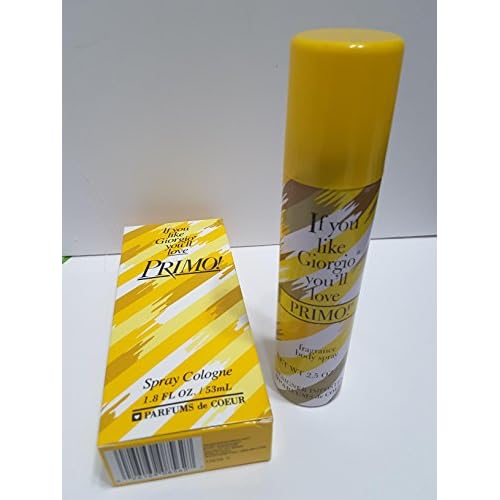 Primo By Parfums De Coeur For Women. Cologne Spray 1.8-Ounce and Fragrance Deodorant Body spray 2.5 Oz bundle