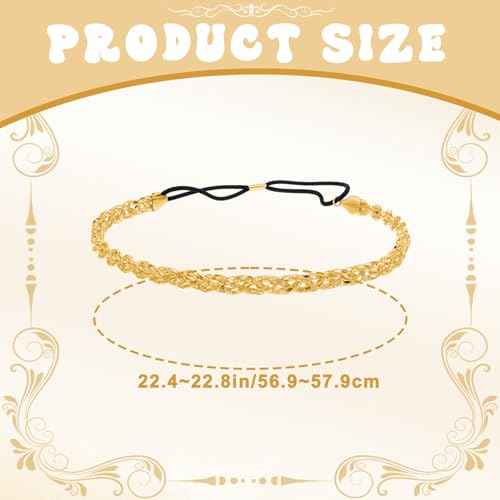 Elastic Gold Headband, Sparkly Metal Headbands for Women Fashion Wedding Headpiece Jewelry Hair Accessories for Festival Prom Party