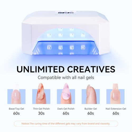 Makartt UV LED Nail Lamp: UV Light for Gel Nails Rechargeable Aurora 36W Gel Lamp with 4 Timers & Auto Sensor Professional Fast Curing Cordless Nail Light for Home Salon Manicure