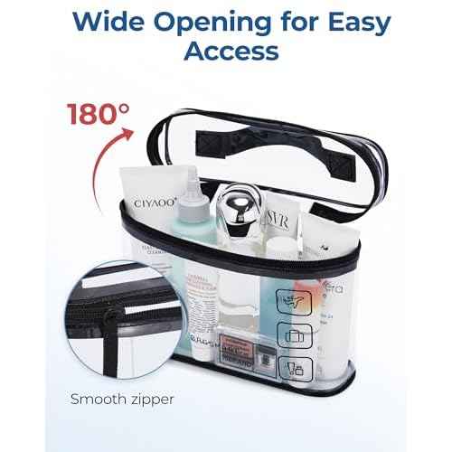 BAGSMART TSA Approved Toiletry Bag, 2 Pack Clear Makeup Cosmetic Bag Organizer, Quart Size Travel Bag for Toiletries, Carry-on Travel Accessories Essentials, Black-2pcs