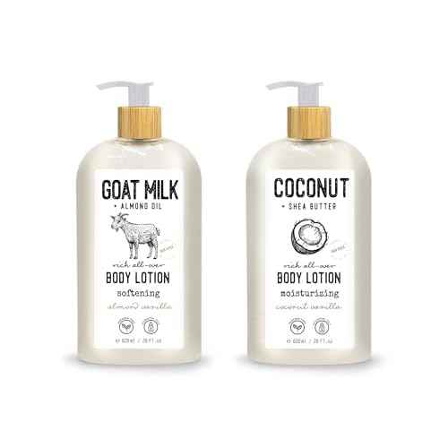 Skin Verse Body Lotion, Goat Milk, Almond Oil Body Lotion, Softening, Almond Vanilla, Coconut, Shea Butter Body Lotion, Moisturizing, Coconut Vanilla, 28 fl. oz. | Home and Body Co