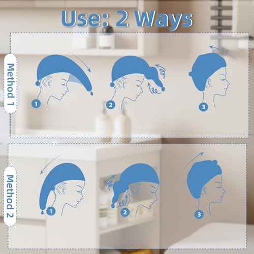 Hair Towel Wrap, 4 Packs 9.8 x 25.6 Inch Towel Turbans for Wet Hair, Dry Hair Towel, Headbands for Curly and Long Hair - Bathroom Must-Have for Ladies