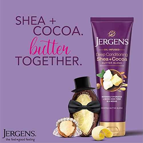 Jergens Shea and Cocoa Whipped Body Butter Lotion, Tone Enriching Hand And Body Lotion for Dry Skin, with Vitamins B3 & E, 8.5 Oz