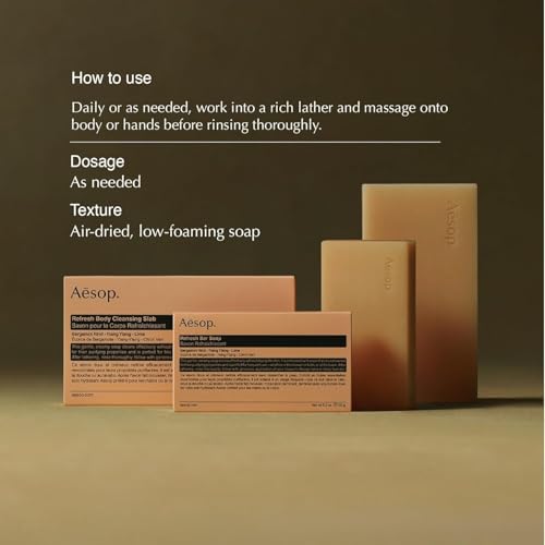 Aesop Refresh Body Cleansing Slab | Non-Drying Gentle Bar Soap Boosted With Botanical Oils | 10.9oz / 310g (Pack of 2)