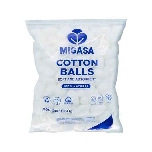 Cotton Balls (200 Count) ? 100% Natural Cotton, Ultra-Soft, Highly Absorbent,Biodegradable Packaging, Perfect for Makeup Removal, Skincare & Crafts