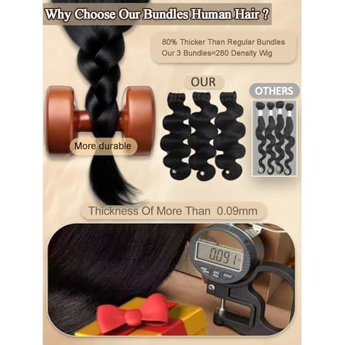 16A Raw Indian Human Hair Bundles 22 Inch Thick Raw Body Wave Bundles Human Hair Weave,4X Lifespan,100% Unprocessed Cuticle Aligned,Reusable Multiple Washes Keep Texture Silky Soft (Natural Black)
