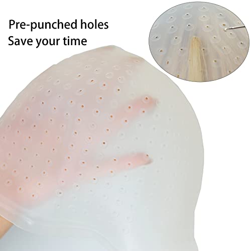 Pre-punched with Holes Silicone Highlight Cap Hair Color Set Professional Reusable Highlighting Cap with Hook Salon Hairdressing Dyeing Staining Tools for Women Men