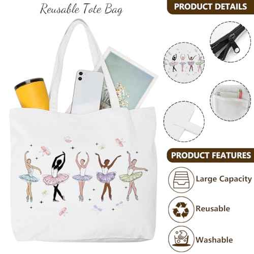 Christian Gifts for Women Dancer Girls Canvas Bag Makeup Bag Set Inspirational Dance Gifts Grocery Cosmetic Bags
