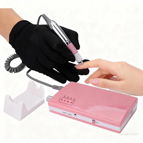 Electric Nail Drill Machine 30000rpm High Speed Nail Polishing Machine with 6 Grinding Heads 100?240V Rechargeable Lithium Battery ABS Material for Manicure Salon or Home Use (US